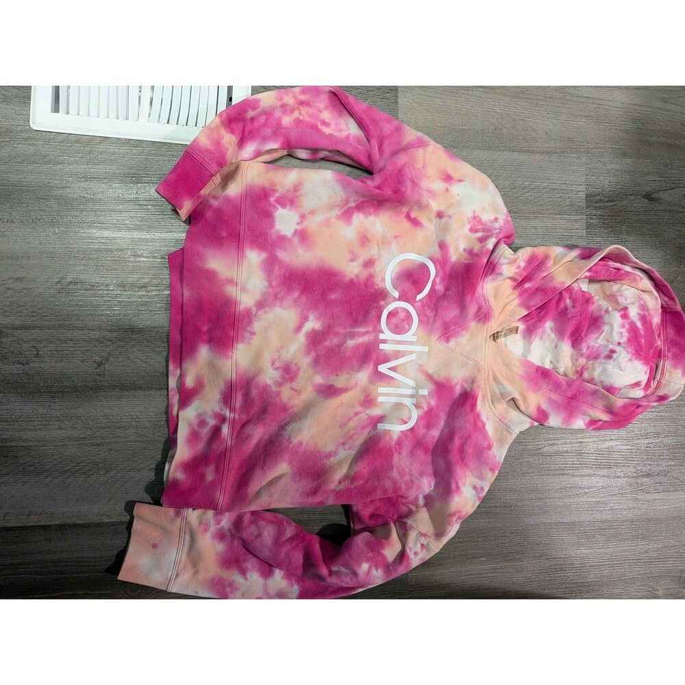 Calvin Klein Performance Women's L Pink Orange Tie Dye Pullover Hoodie Top